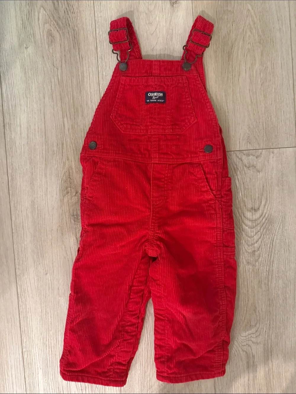 OshKosh B'gosh Red Corduroy Overalls 18M Vintage Style Toddler